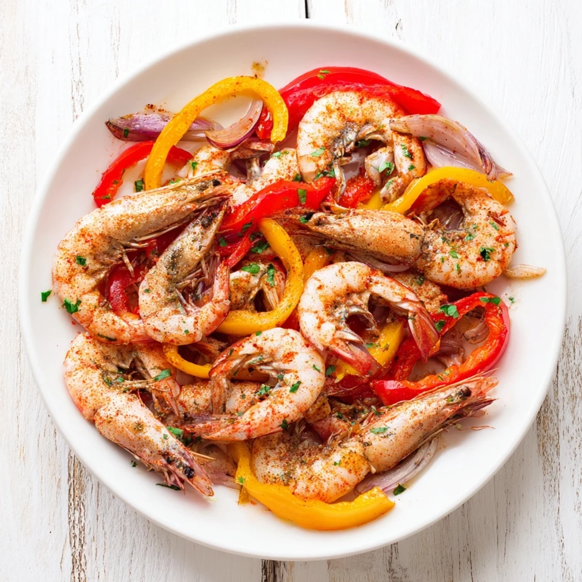 Savory and sizzling Easy Sheet Pan Shrimp Fajitas, a delicious sheet pan dinner with fresh lime and cilantro.