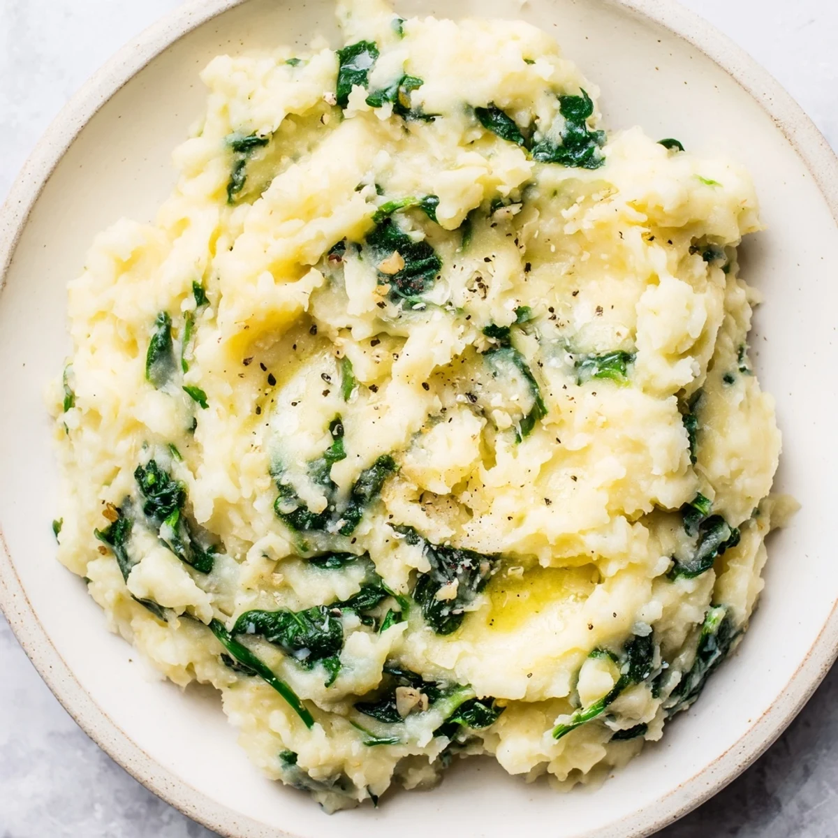 Creamy Spinach and Parmesan Mashed Potatoes: a comforting, side dish with tender spinach and rich Parmesan.