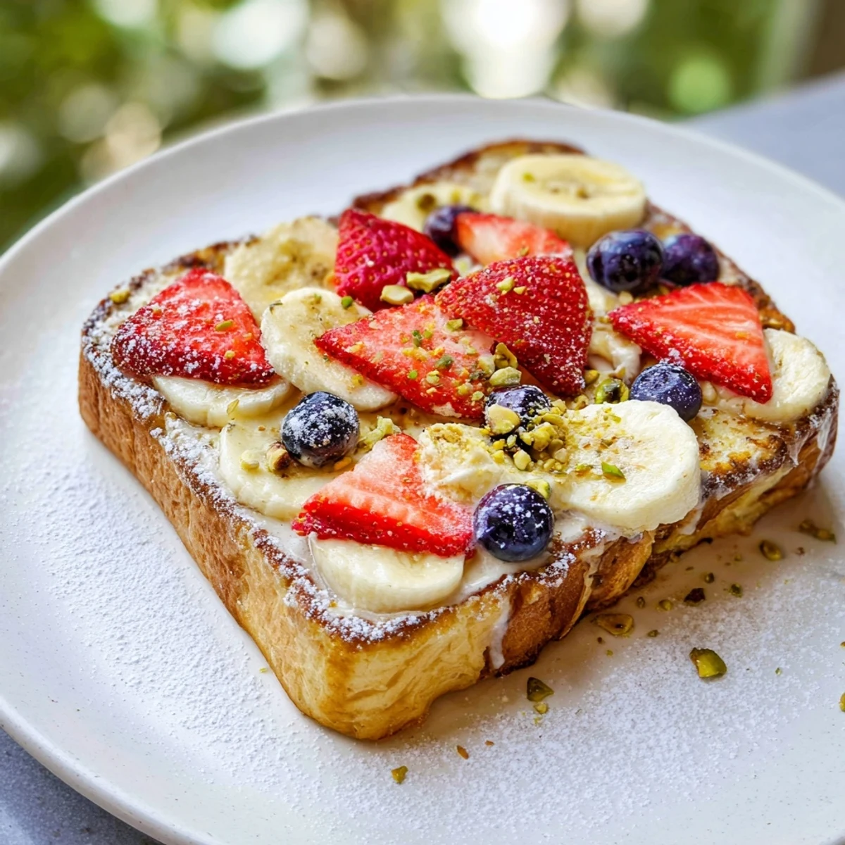 Beautifully baked Viral Yogurt Toast with golden crusts and colorful, fresh fruit toppings.