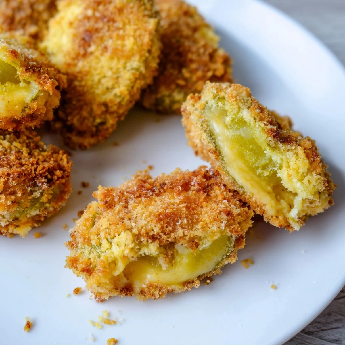 A close-up of delicious, hot Crispy Chickle Bites with a golden, crunchy exterior, perfect snack.
