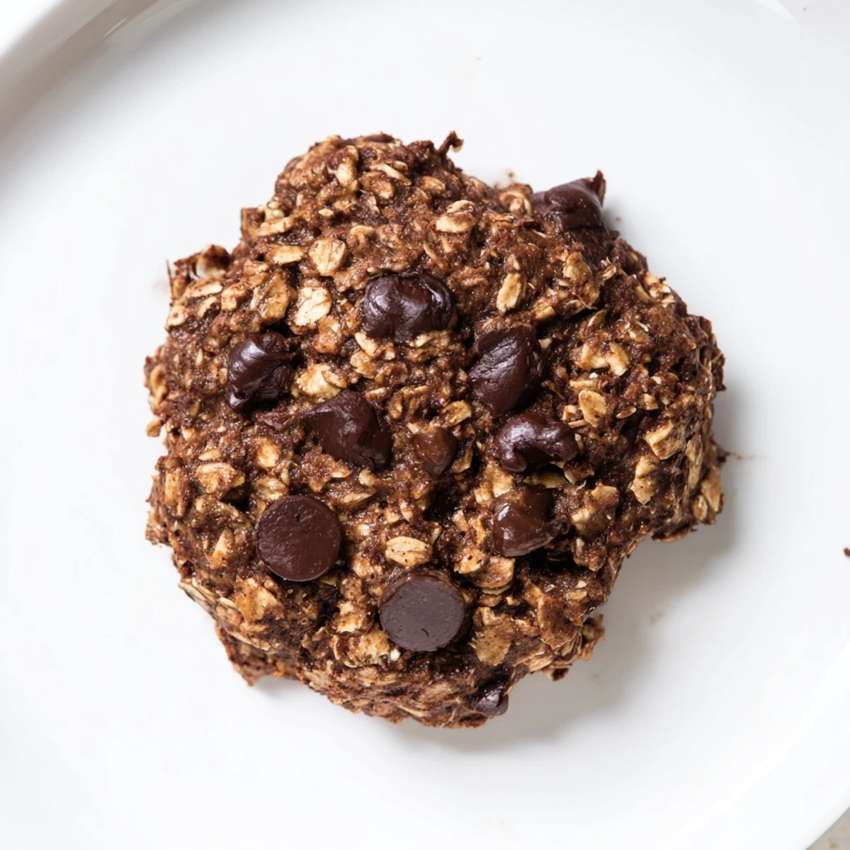 Warm, chocolatey Chocolate Oatmeal Breakfast Cookies, featuring melted chocolate chips, perfect for a quick breakfast.