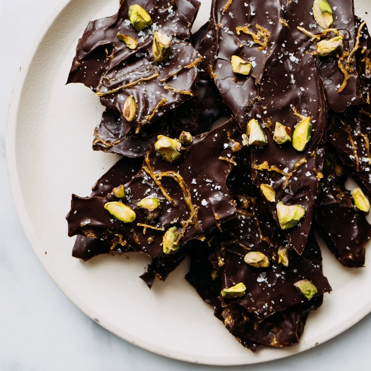 Golden, crispy Kataifi Chocolate Crunch Bark with pistachios, ready for a delicious dessert experience.