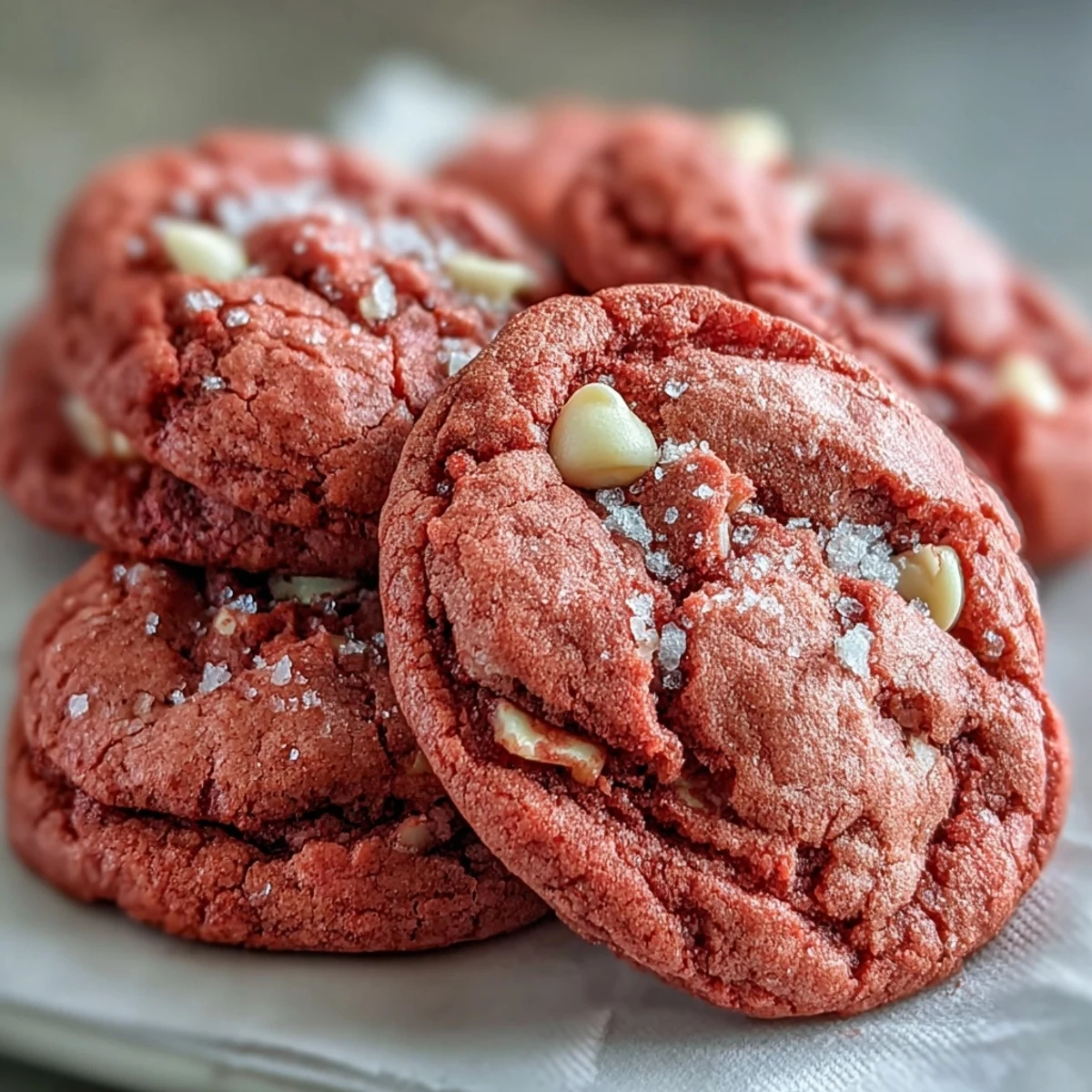 Delicious Pink Velvet Cookies arranged on a platter, ideal for a sweet afternoon snack or a festive dessert table centerpiece.