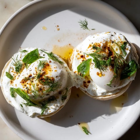 Silky Çılbır Eggs Benedict feature perfectly poached eggs over garlicky yogurt with spiced butter.