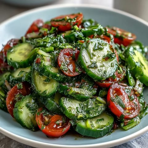 Colorful cucumber radish salad tossed in tangy dill vinaigrette, perfect for picnics, potlucks, or a light vegetarian lunch.  