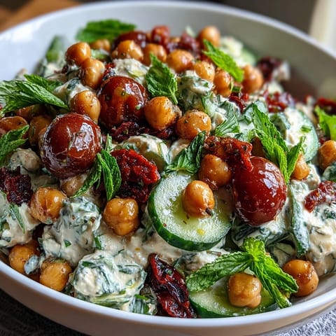 Healthy Easy Cucumber Chickpea Salad with Lemon Vinaigrette: Crisp cucumbers, chickpeas, and zesty lemon dressing make a refreshing, protein-packed vegetarian meal.  