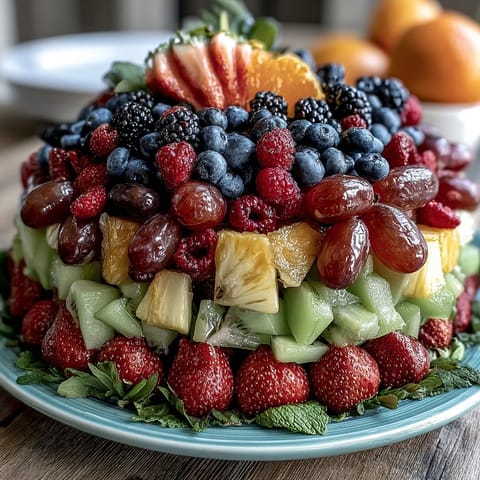 A vibrant fruit spread featuring strawberries, melon, and edible flowers—perfect for celebrating graduation with a healthy treat.