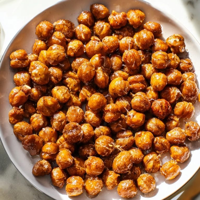 Close-up of freshly baked Simple Garlic-Honey Roasted Pecans, with a lovely honey-garlic glaze and texture.