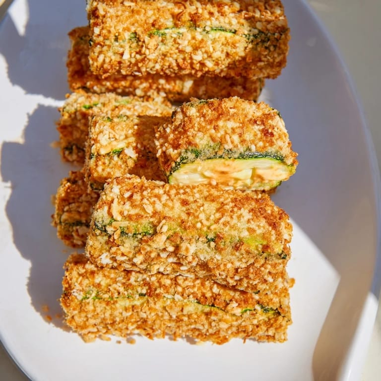 Oven-baked crispy zucchini rounds, a veggie snack dipped in zesty, flavorful spicy mayonnaise.