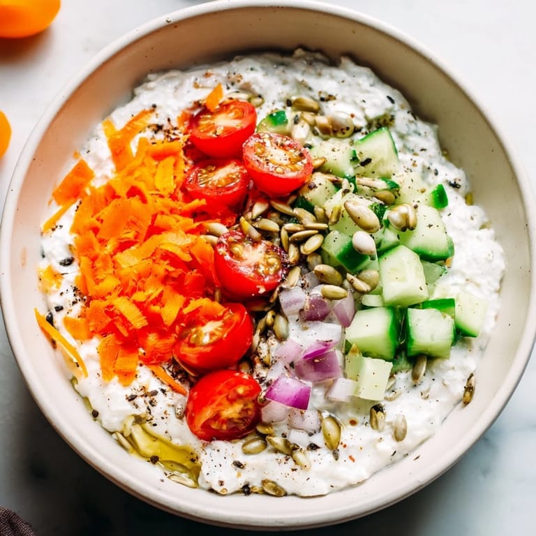 This high-protein Cottage Cheese Snack Bowl offers a delightful mix of textures and savory flavors.
