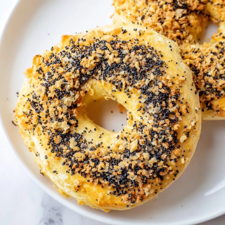 A close-up of delicious Everything Bagel Yogurt Bagels, perfectly chewy, and ideal for a quick breakfast.