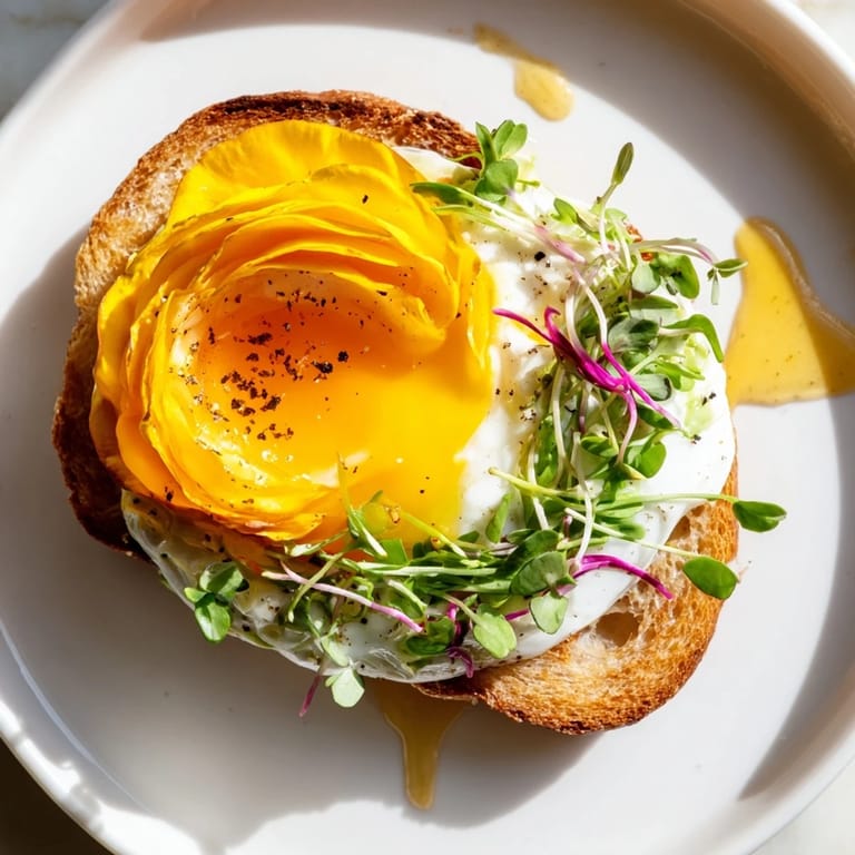 Beautiful Cloud Toast 2.0 breakfast, showing soft egg whites and a creamy avocado rose presentation.