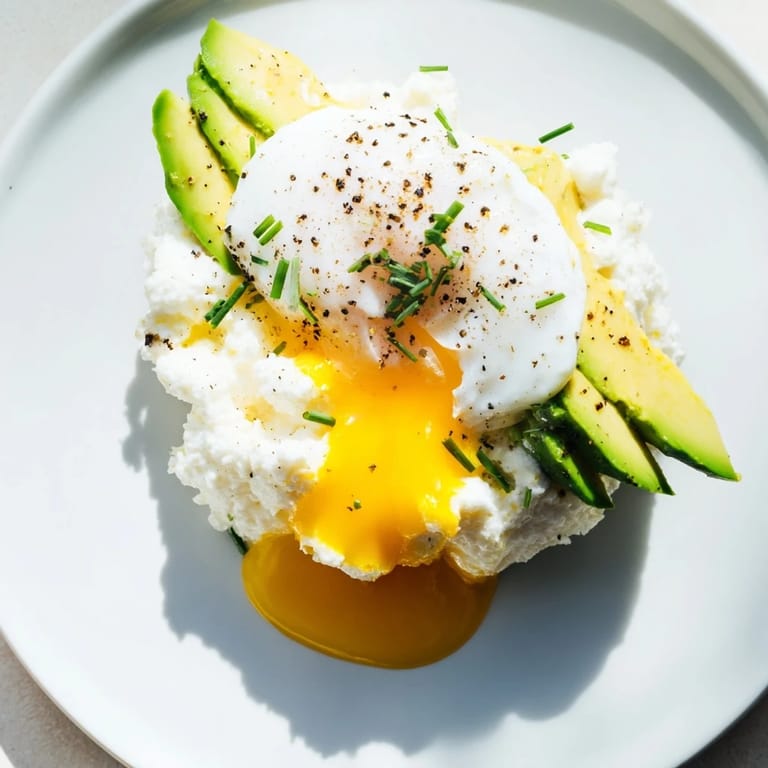 Healthy Cloud Bread Breakfast Clouds, a gluten-free dish featuring airy egg white mounds, poached eggs, and sliced avocado.