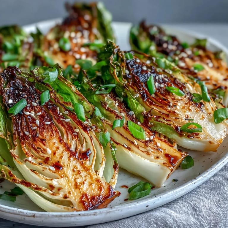 Glossy, caramelized Miso Butter Roasted Cabbage Wedges served hot as a savory vegetarian side dish.