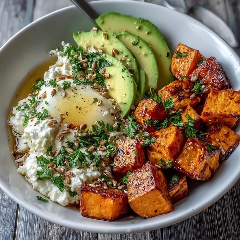 Serve the sweet potato bowl warm with cilantro and pumpkin seeds for a nourishing weeknight meal.