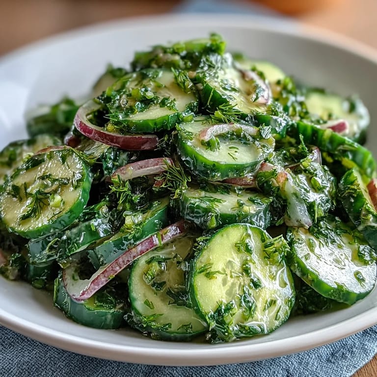 Bright and zesty cucumber radish salad with dill dressing, offering a crisp, peppery bite that pairs beautifully with grilled proteins.
