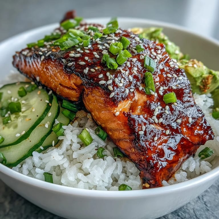 Quick 15-minute teriyaki salmon bowl featuring savory-sweet glazed fillets, colorful vegetables, and fluffy rice, perfect for busy weeknight meals.