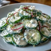Creamy Cucumber Dill Salad with crisp cucumbers and tangy dressing, perfect for summer picnics and barbecues.  